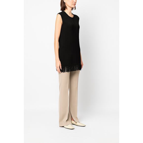 LouLou Studio Soria Black Sleeveless Knit Fringe Top Size L Minimalist Paris - Picture 1 of 9